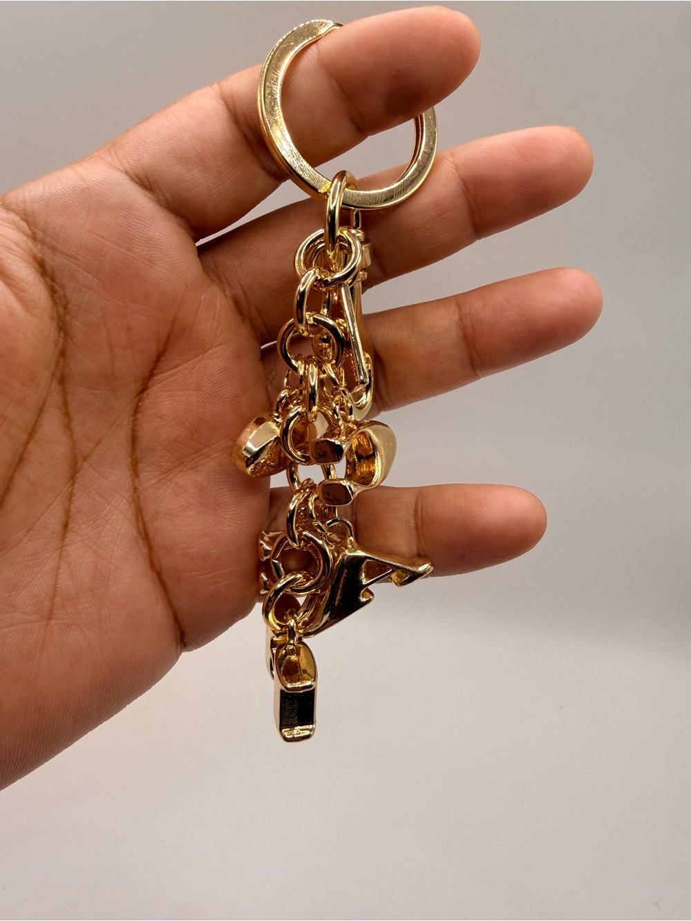 Gold Tone Chain Charm Keyring - Women Accessories